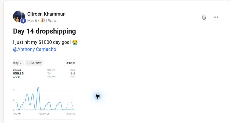 Citroen Khammun sharing his first $1K day on day 14